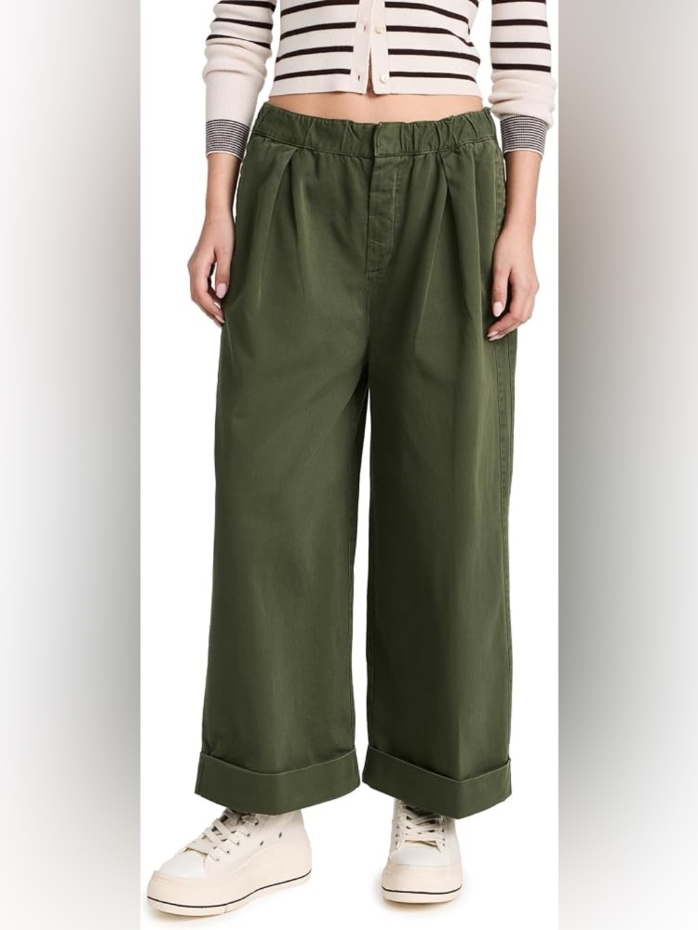 Free People After Love cuff pants Olive Green